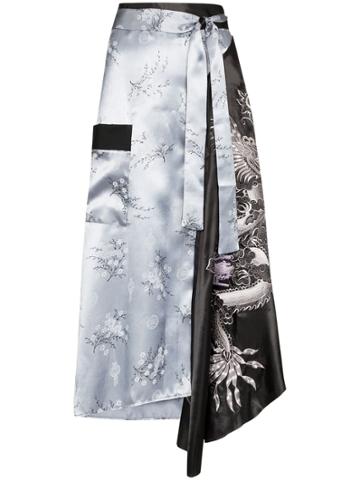 Rave Review Lili Embroidered Asymmetric Wrap Skirt - Black