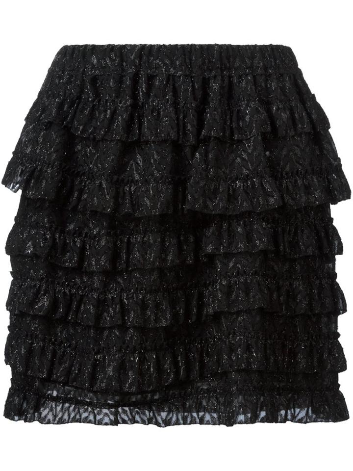 Isabel Marant Frilled Lace A-line Skirt, Women's, Size: 40, Black, Polyester/silk