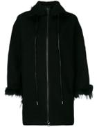 Ermanno Scervino Zipped Fur Trim Coat - Black