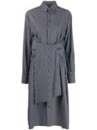 Mm6 Maison Margiela Striped Tie Waist Midi Dress - Black