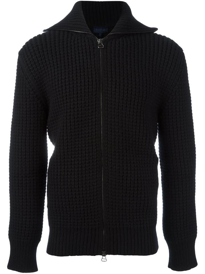 Lanvin Military Stitch Zipped Fleece, Men's, Size: Xs, Black, Wool