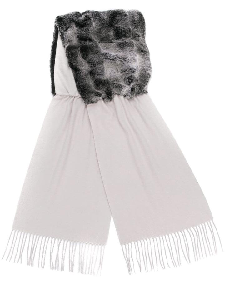 N.peal Contrast Fringed Scarf - Grey