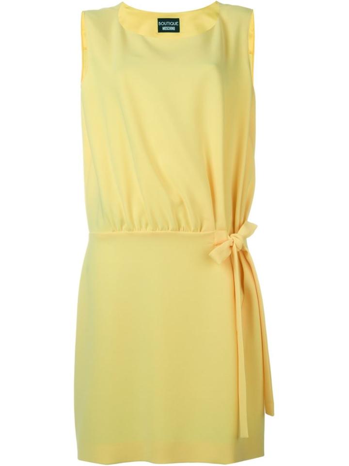 Boutique Moschino Waist Bow Shift Dress, Women's, Size: 42, Yellow/orange, Polyester/triacetate
