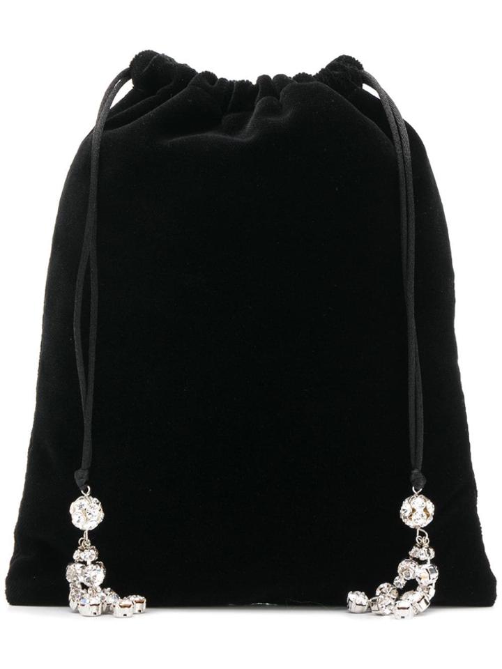 Ca & Lou Embellished Drawstring Clutch - Black