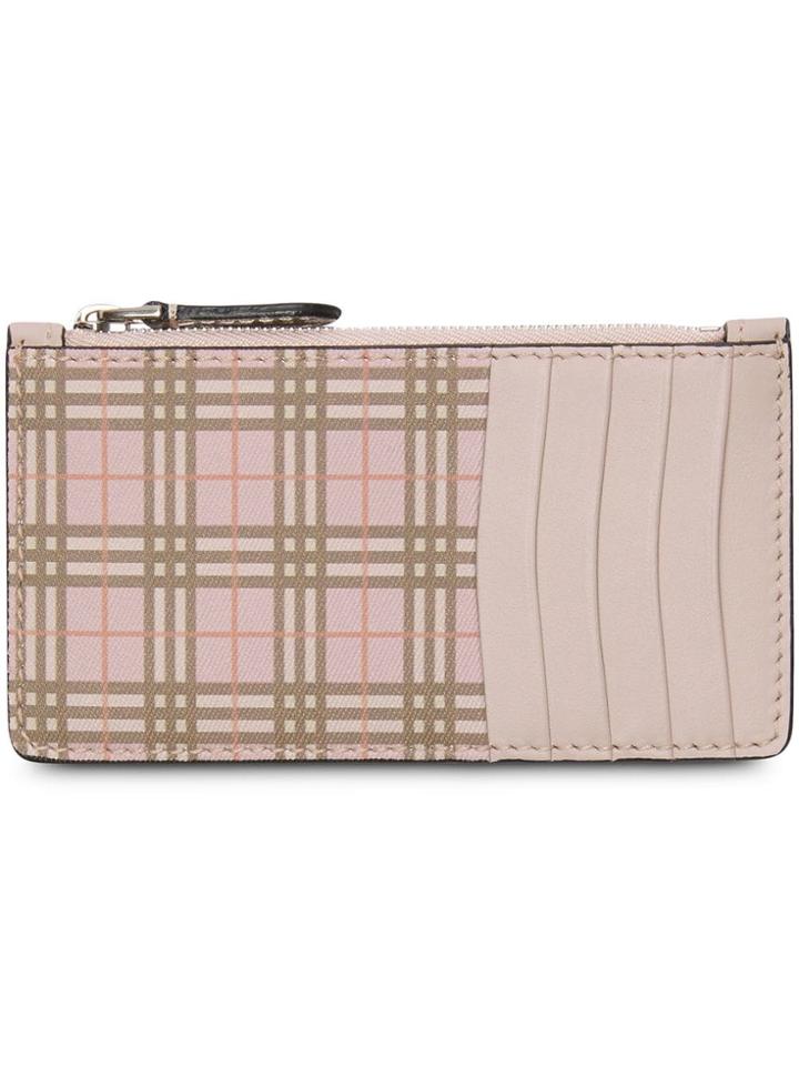 Burberry Small Scale Check And Leather Card Case - Pink