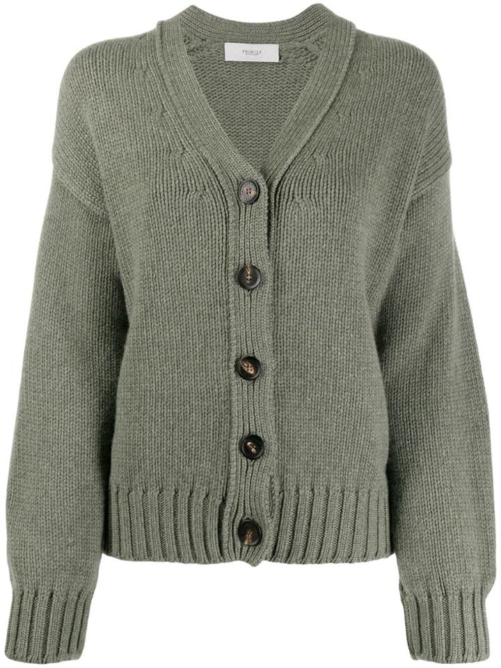 Pringle Of Scotland Cropped Chunky Knit Cardigan - Green
