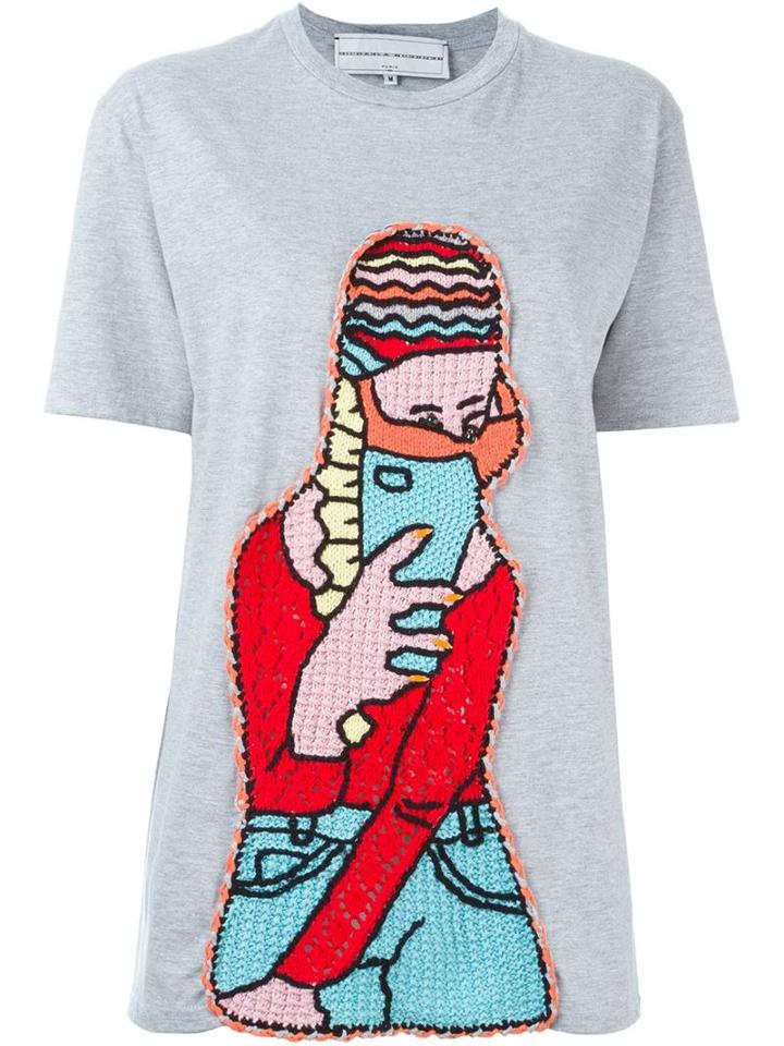 Michaela Buerger Crochet Patch T-shirt, Women's, Size: S, Grey, Cotton