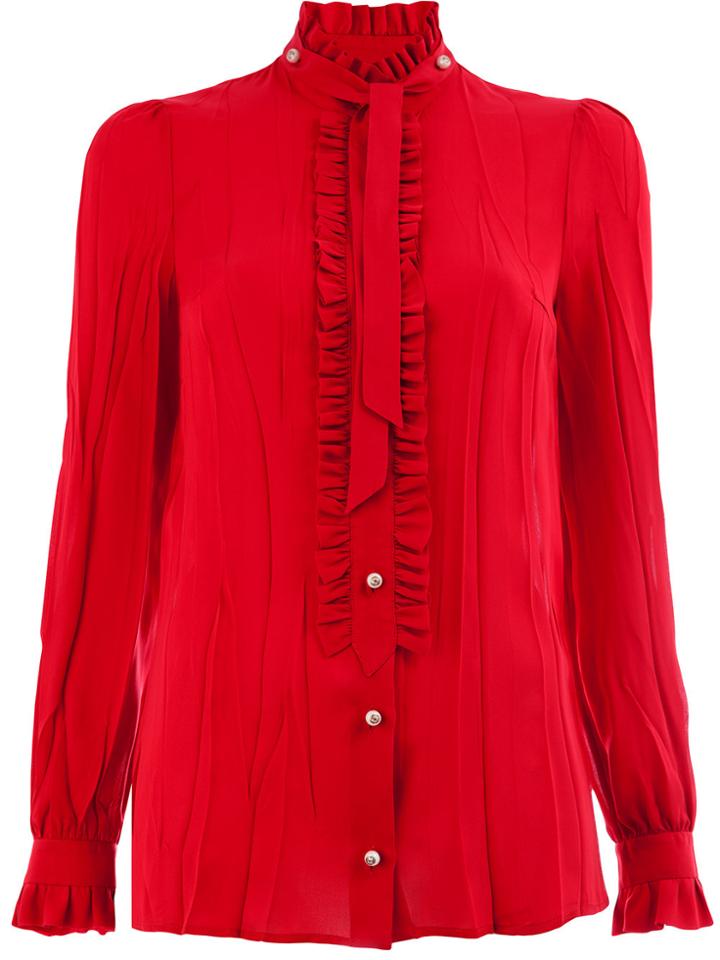 Gucci Ruffle Front Blouse - Red