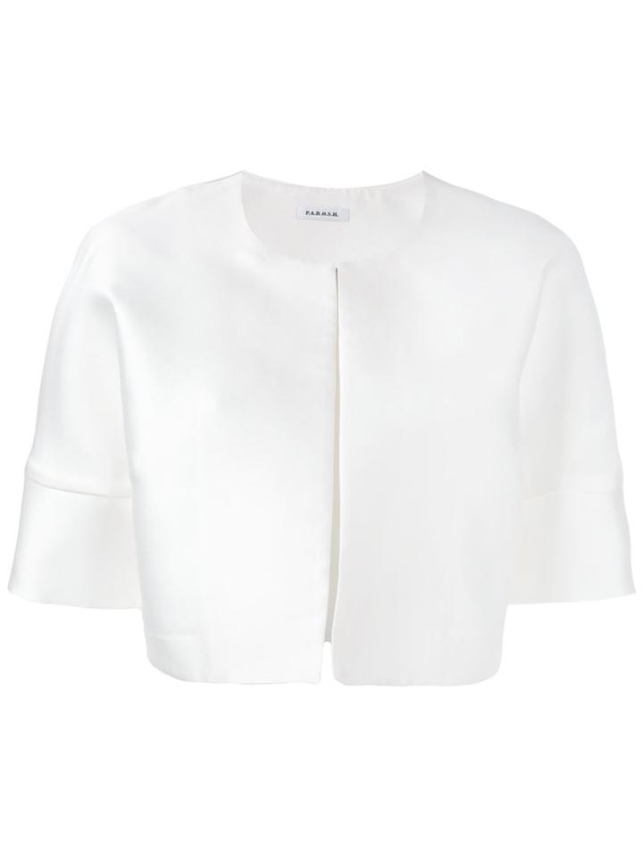 P.a.r.o.s.h. Cropped Jacket, Women's, Size: Medium, White, Polyester/silk