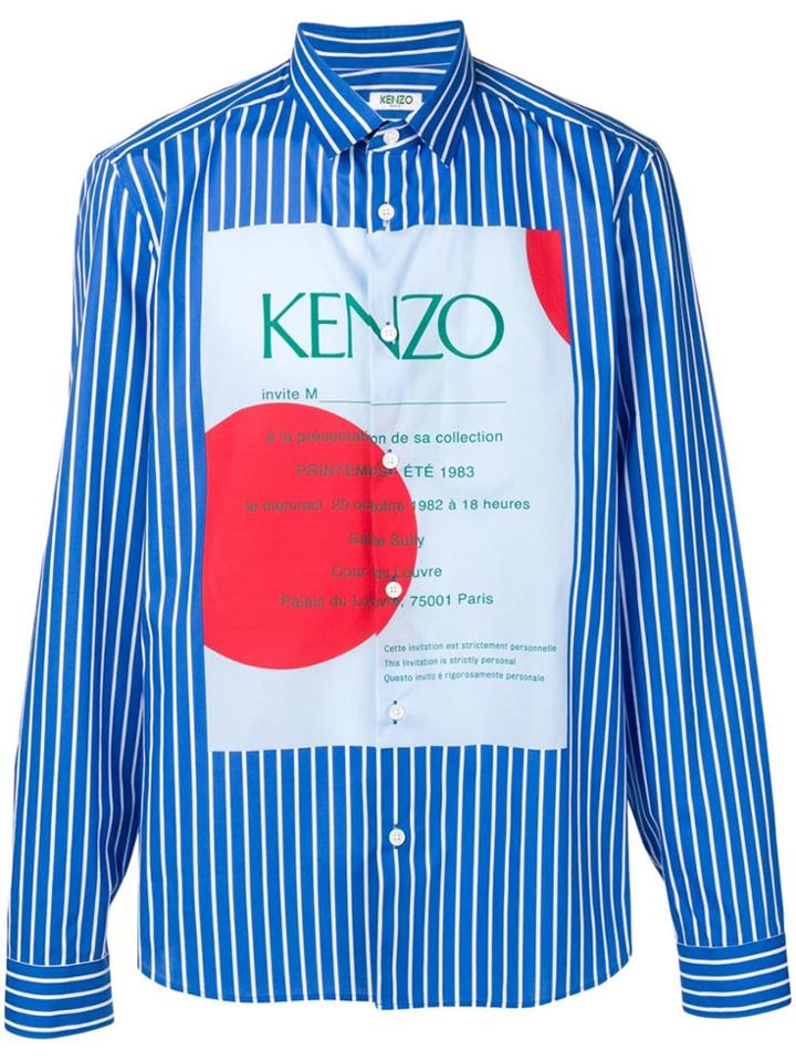 Kenzo Striped Button Down Shirt - Blue