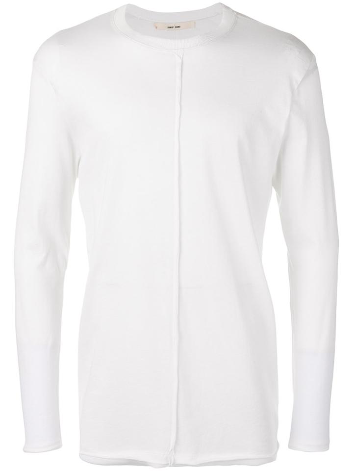 Damir Doma - Ribbed Detail Longsleeved T-shirt - Men - Cotton/polyester - Xl, Nude/neutrals, Cotton/polyester