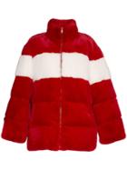 Pushbutton Oversized Stripe Coat - Red