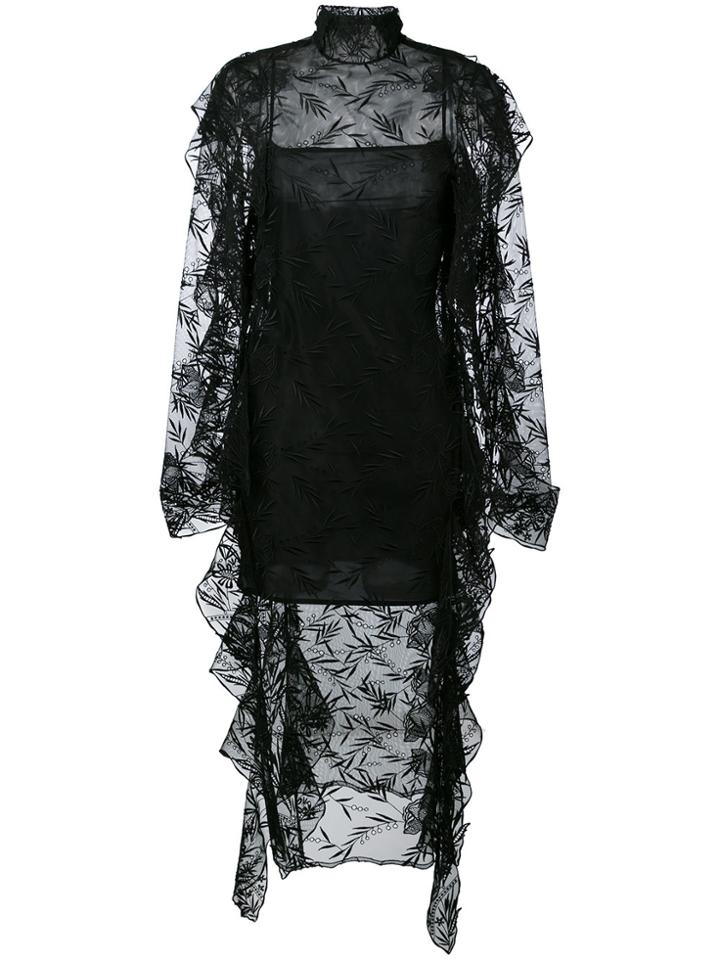 Christopher Kane Long Sleeve Lace Teeth Dress - Black