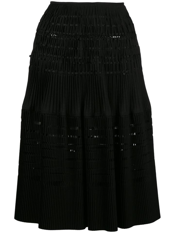Alaïa Pleated A-line Skirt, Women's, Size: 38, Black, Cotton/polyester