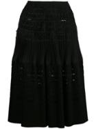 Alaïa Pleated A-line Skirt, Women's, Size: 38, Black, Cotton/polyester