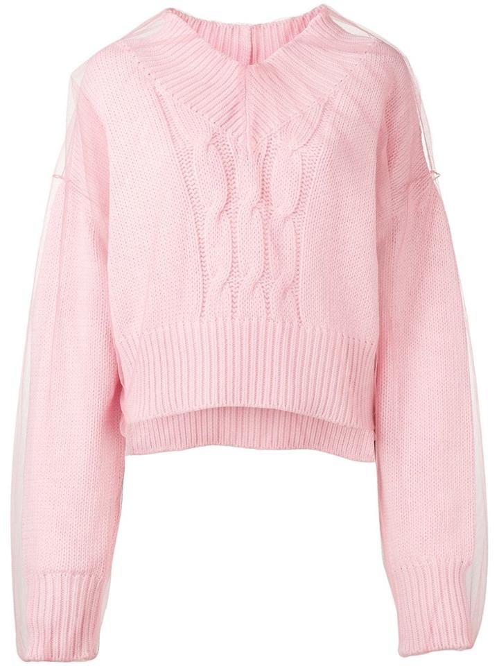 Msgm Cable Knit Tulle Jumper - Pink