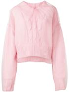 Msgm Cable Knit Tulle Jumper - Pink