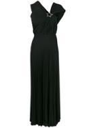 Elisabetta Franchi Pleated Maxi Dress - Black