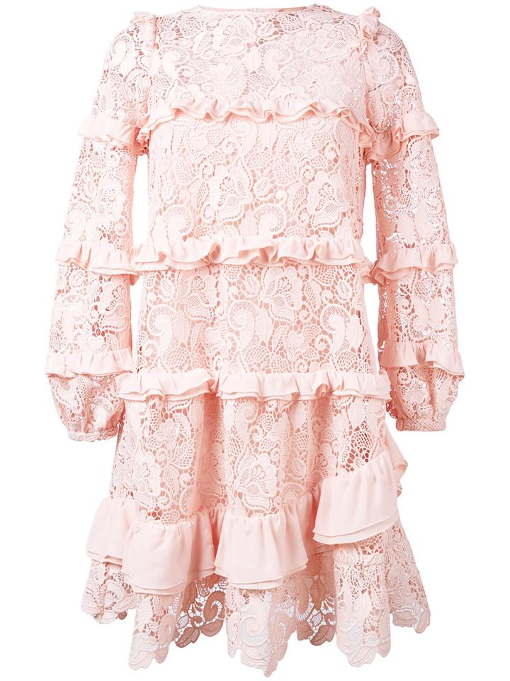 No21 Macrame Lace Dress, Women's, Size: 36, Pink/purple, Polyester/acetate/silk