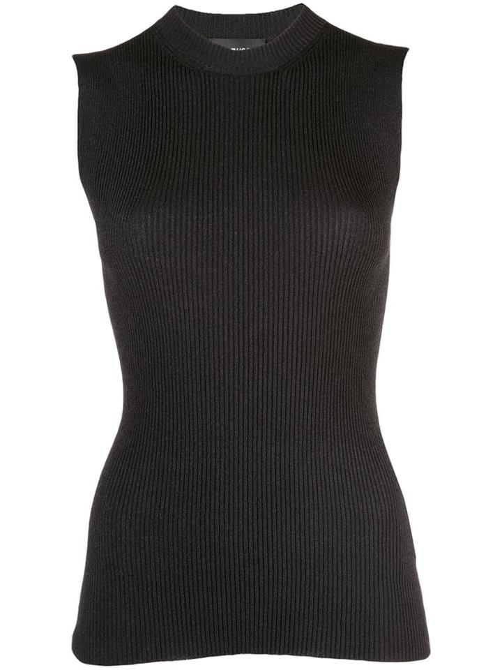 Calvin Klein Ribbed Mock Neck Tank - Black