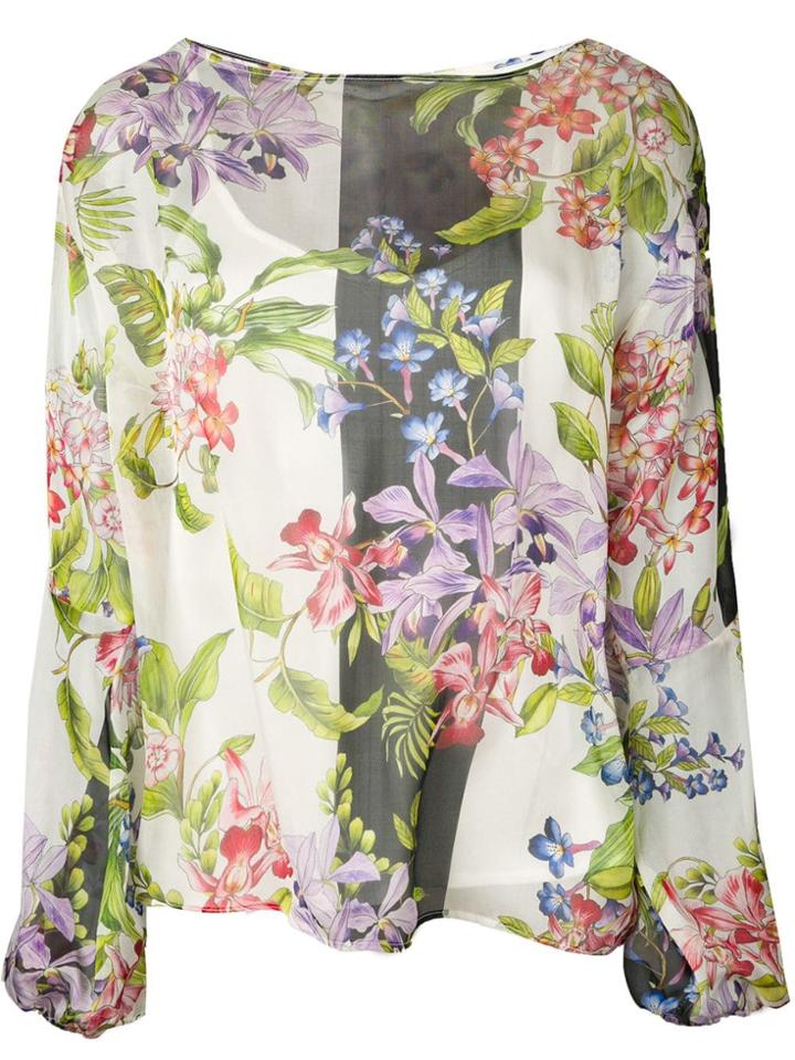 Liu Jo Satin Floral Blouse - White
