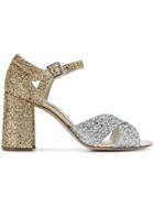 Miu Miu Gold & Silver Glitter 90 Sandals - Metallic