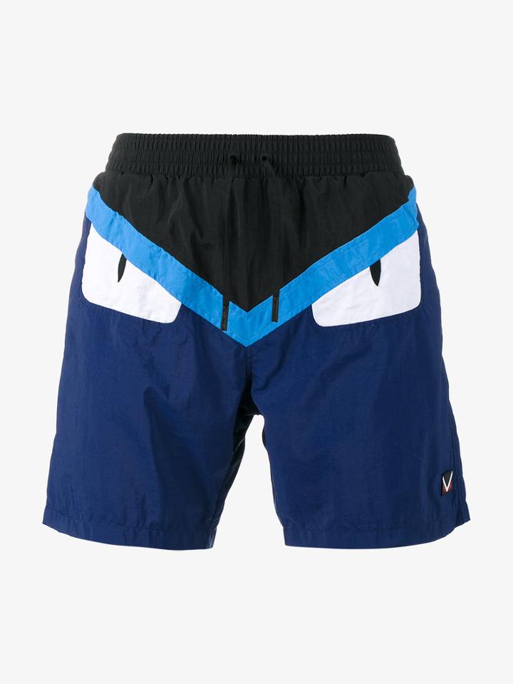 Fendi Bag Bug Swimshorts, Men's, Size: 50, Blue, Polyamide