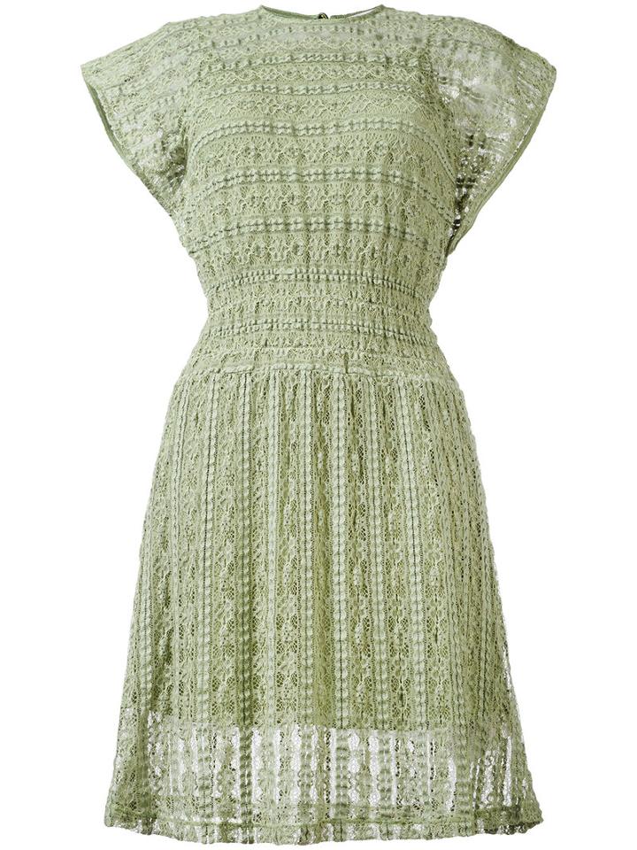Red Valentino Sheer Flared Dress, Women's, Size: Large, Green, Cotton/polyamide/spandex/elastane/polyester