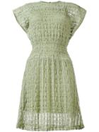 Red Valentino Sheer Flared Dress, Women's, Size: Large, Green, Cotton/polyamide/spandex/elastane/polyester