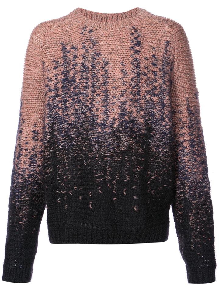 Lemaire Two Tone Crew Neck Sweater - Pink & Purple