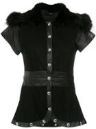 Andrea Bogosian Fur Trim Blouse - Black