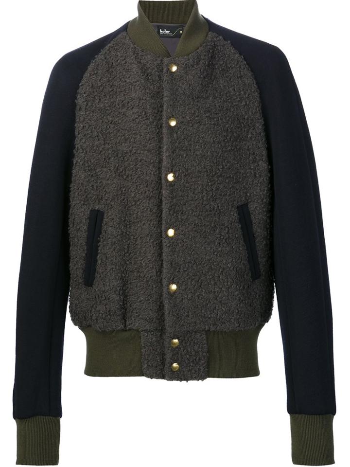 Kolor Varsity Bomber Jacket, Men's, Size: 4, Grey, Nylon/cupro/wool