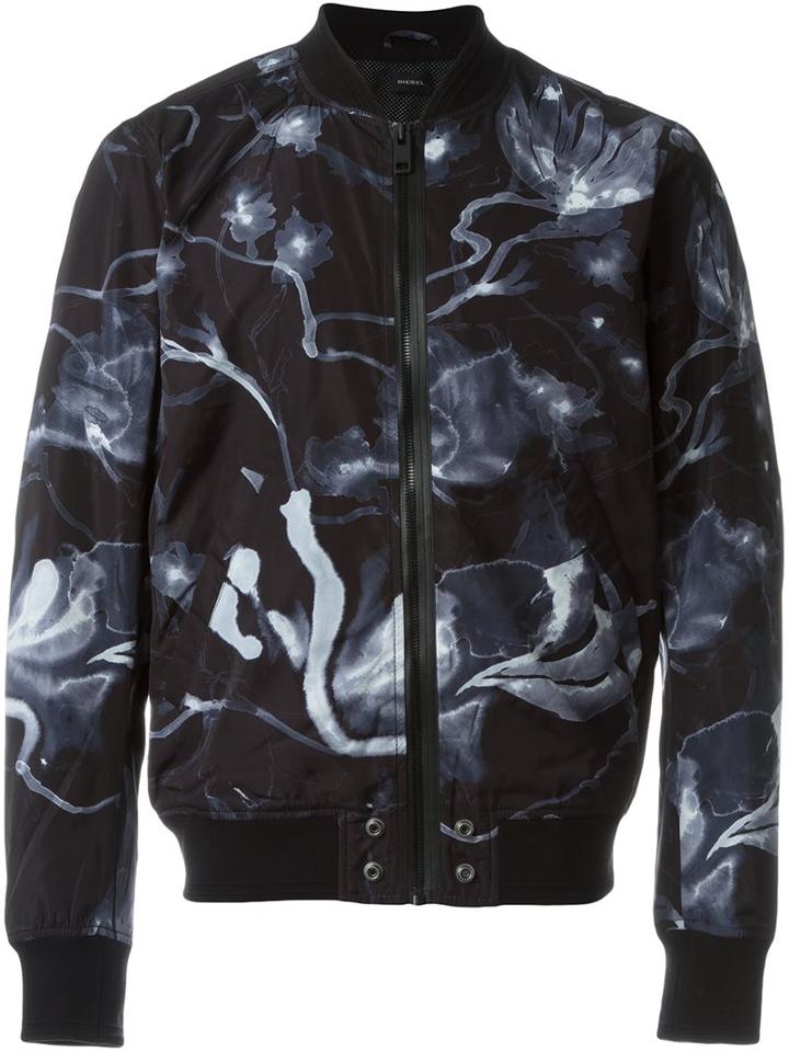Diesel 'j-blonde' Bomber Jacket, Men's, Size: Small, Black, Polyester/nylon/cotton