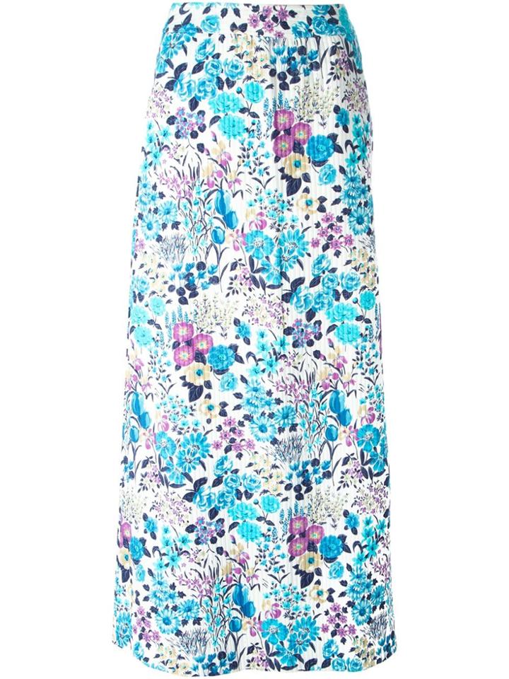 Céline Vintage Floral Print Skirt - Blue