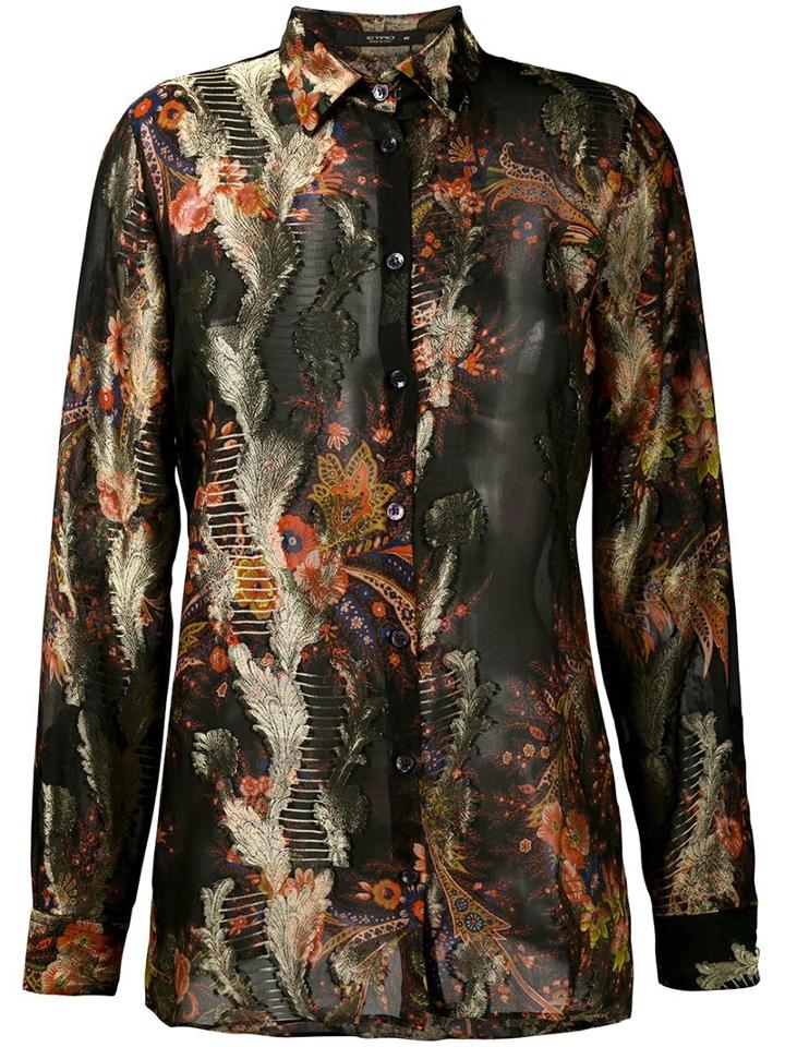Etro Embroidered Shirt, Women's, Size: 40, Black, Silk/viscose/metallized Polyester