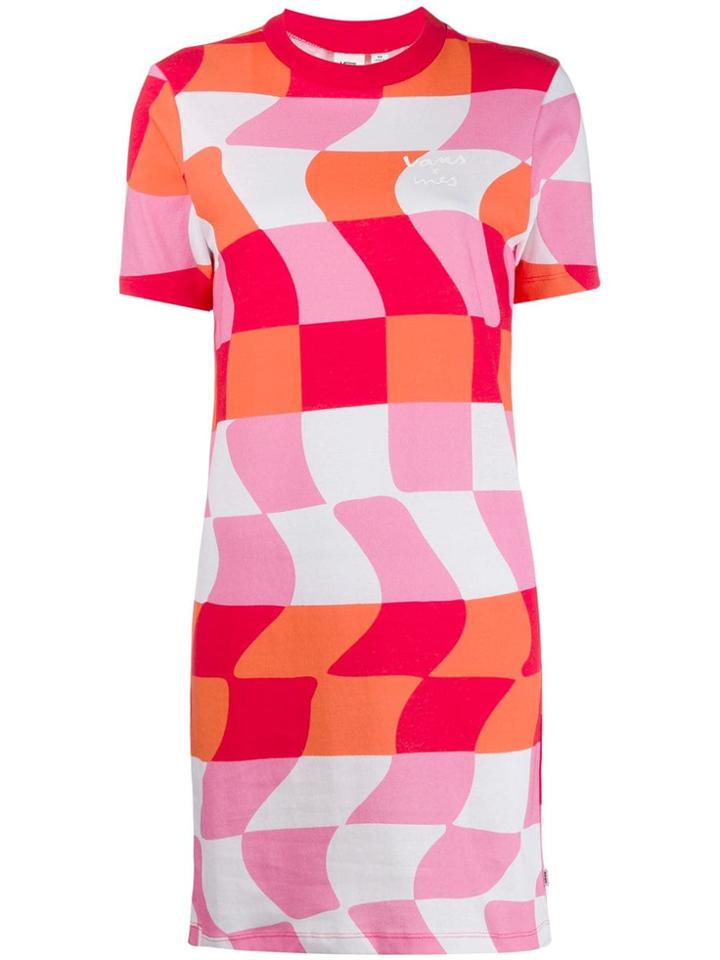 Vans Distorted Checkered T-shirt Dress - White