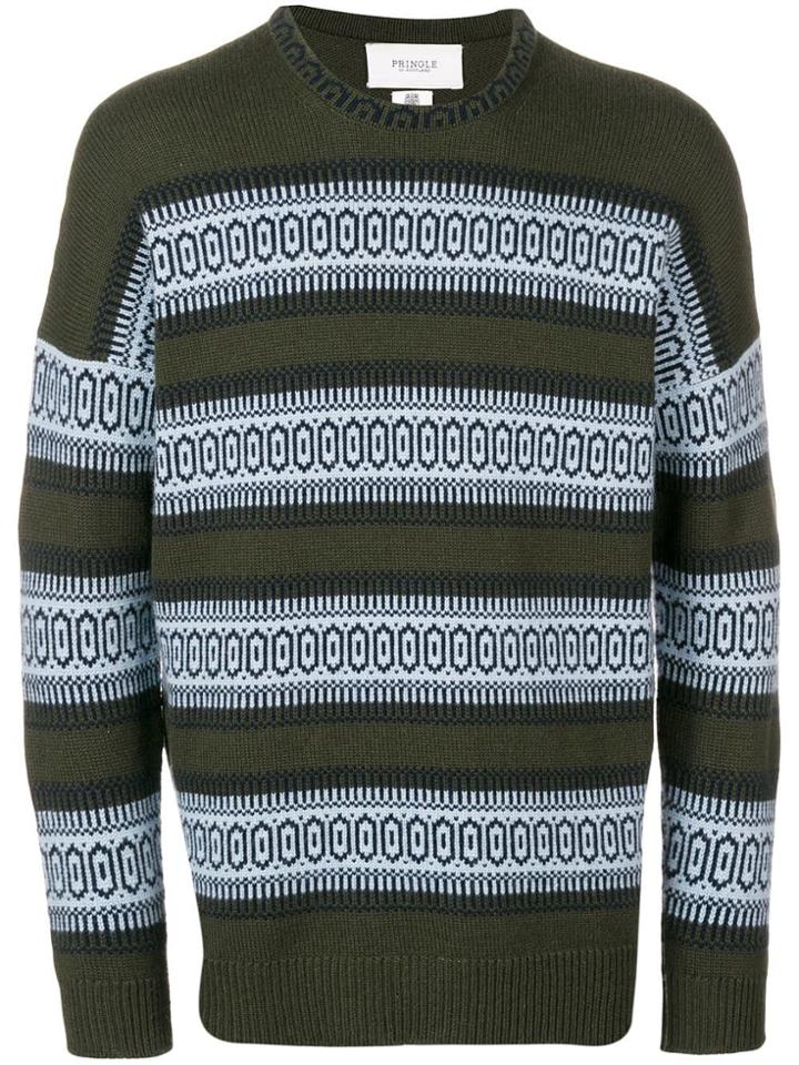 Pringle Of Scotland Fair Isle Striped Sweater - Green