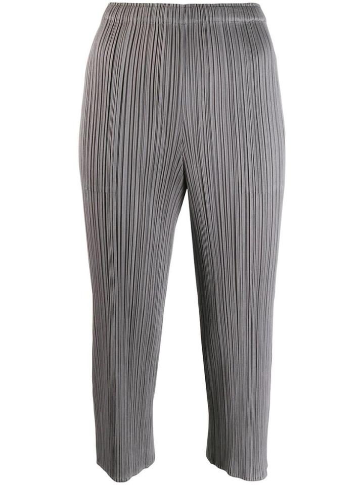 Pleats Please Issey Miyake Cropped Plissé Trousers - Grey