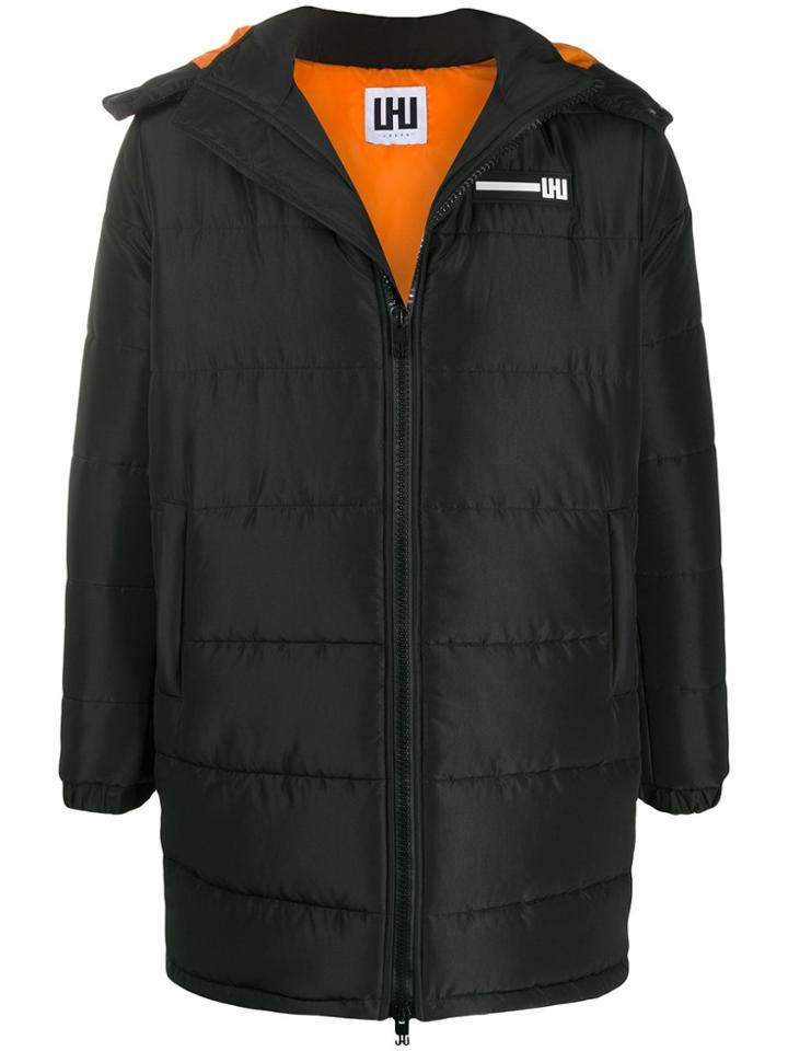 Les Hommes Zip-front Hooded Coat - Black