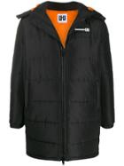 Les Hommes Zip-front Hooded Coat - Black