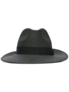 Yohji Yamamoto Panama Hat, Men's, Black, Straw