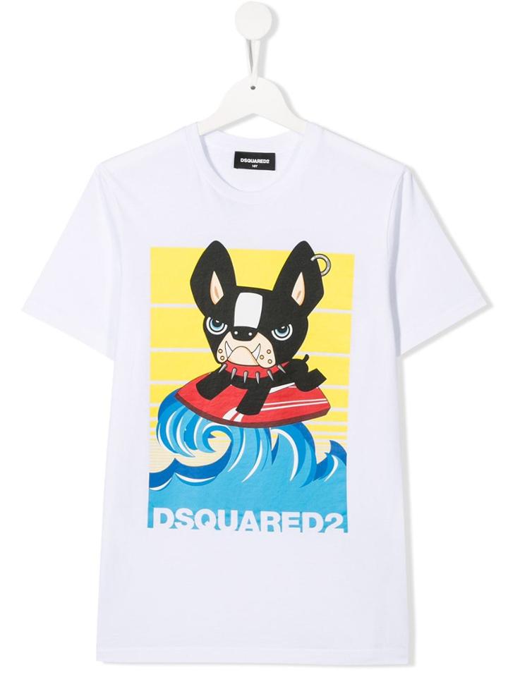 Dsquared2 Kids Teen Surf Dog T-shirt - White