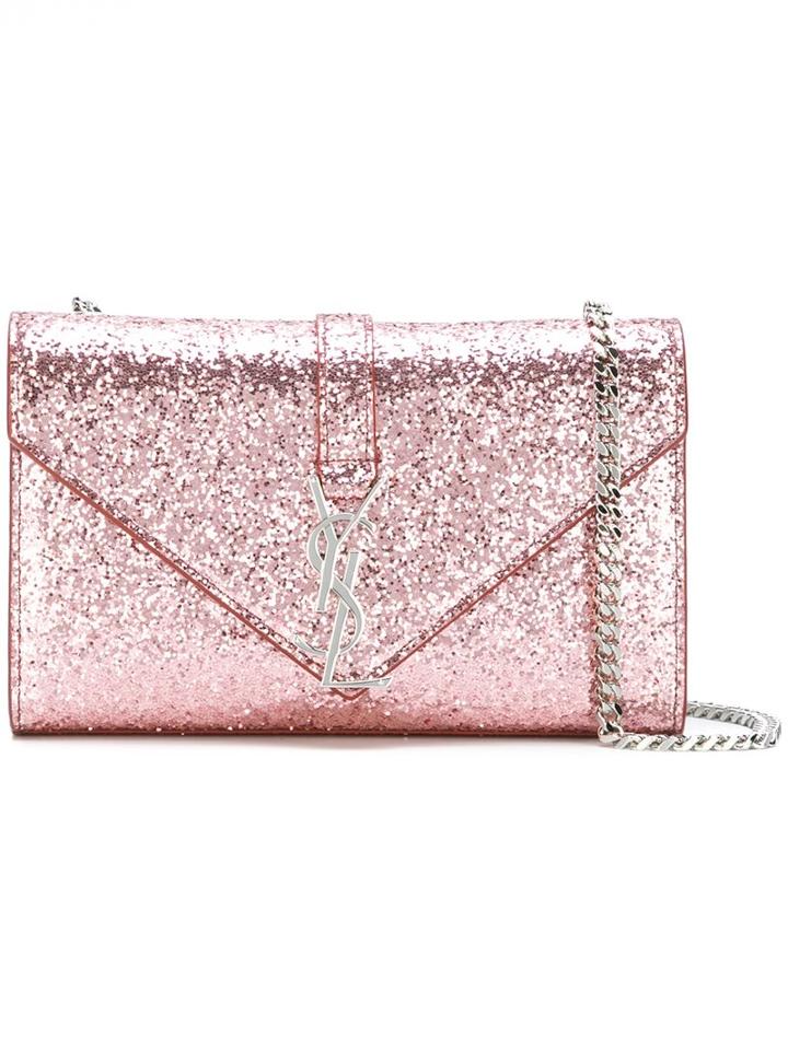 Saint Laurent Small 'monogram' Crossbody Bag, Women's, Pink/purple, Polyester