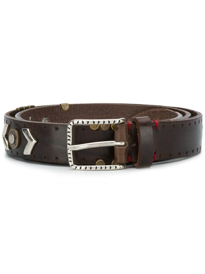 Eleventy Embellished Belt - Brown