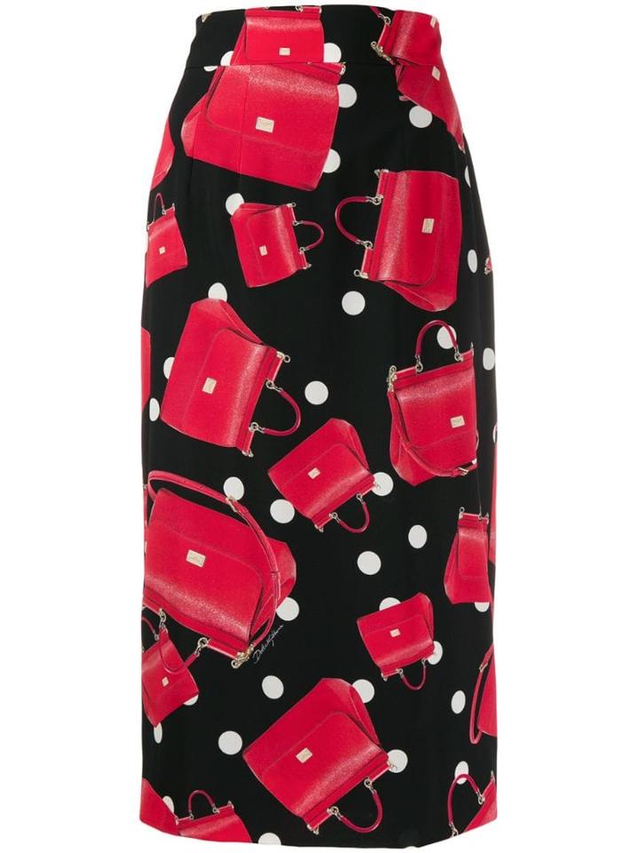 Dolce & Gabbana Bag Print Pencil Skirt - Red