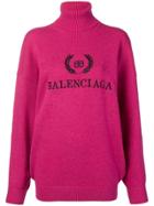 Balenciaga Logo Embroidered Turtleneck Sweater - Pink & Purple