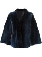 Giorgio Armani Shawl Collar Jacket, Women's, Size: 44, Blue, Lamb Skin/lamb Fur