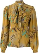 Jean Louis Scherrer Vintage Script Print Blouse