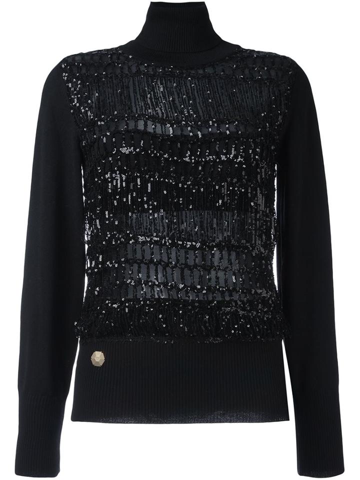 Philipp Plein Sequined Jumper, Women's, Size: Medium, Black, Polyamide/merino
