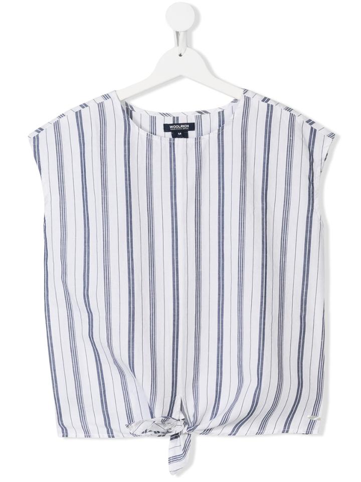 Woolrich Kids Teen Striped Tie Top - White